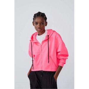 Zara NEON PINK HOODED SPORT JACKET